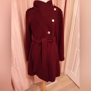 NWOT Guess Wool Blend Coat Jacket Burgundy size XL